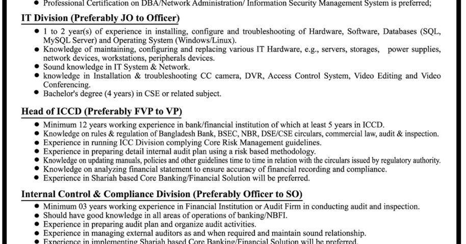 Islamic Finance and Investment Limited (IFIL) Job Circular 2022 - Weekly Chakri - সপ্তাহিক চাকরি