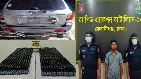 যাত্রাবাড়ীতে ২৭ লক্ষ টাকা ফেনসিডিলসহ ১ জন গ্রেফতার, প্রাইভেট কার জব্দ