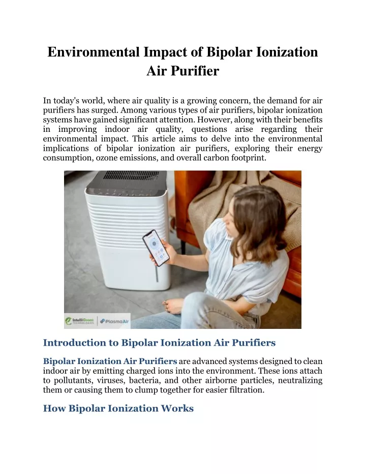 PPT - Environmental Impact of Bipolar Ionization Air Purifier PowerPoint Presentation - ID:13039448