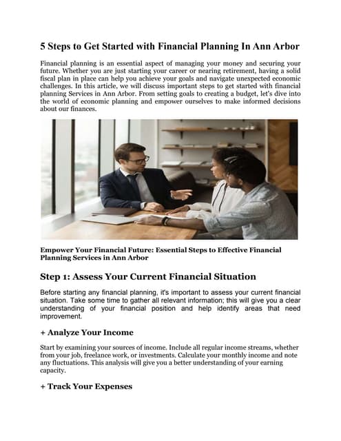 5 Steps to Get Started with Financial Planning In Ann Arbor | PDF