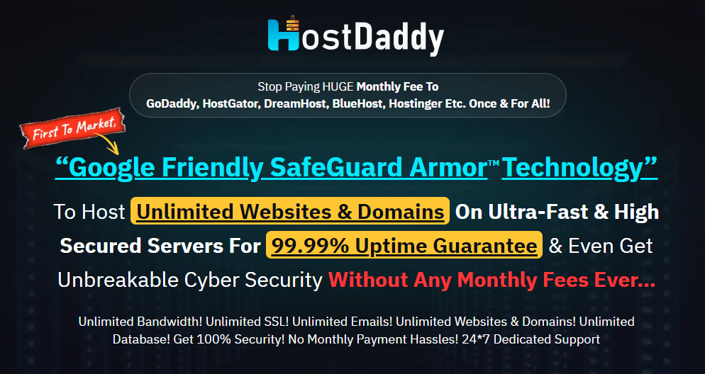 HostDaddy Review - “Google Friendly SafeGuard Armor TM Tech