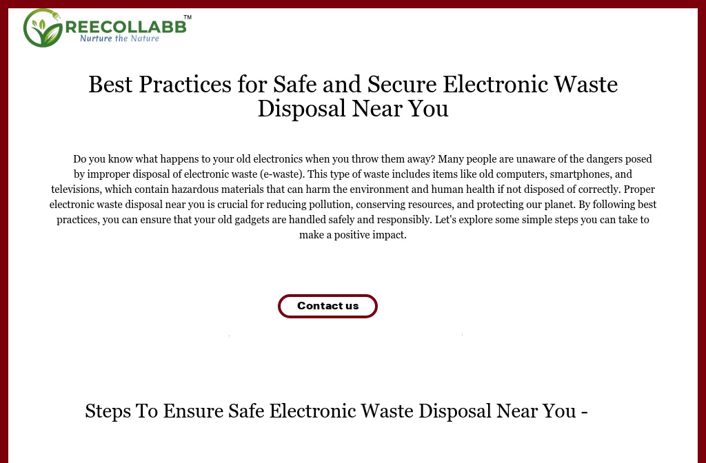 Best Practices for Safe and Secure Electronic Waste Disposal Near You