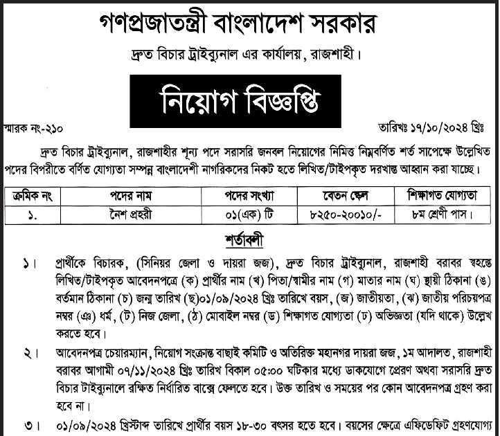 Government Night Guard Job Circular 2024 - Love Story BD - ভালোবাসার গল্প