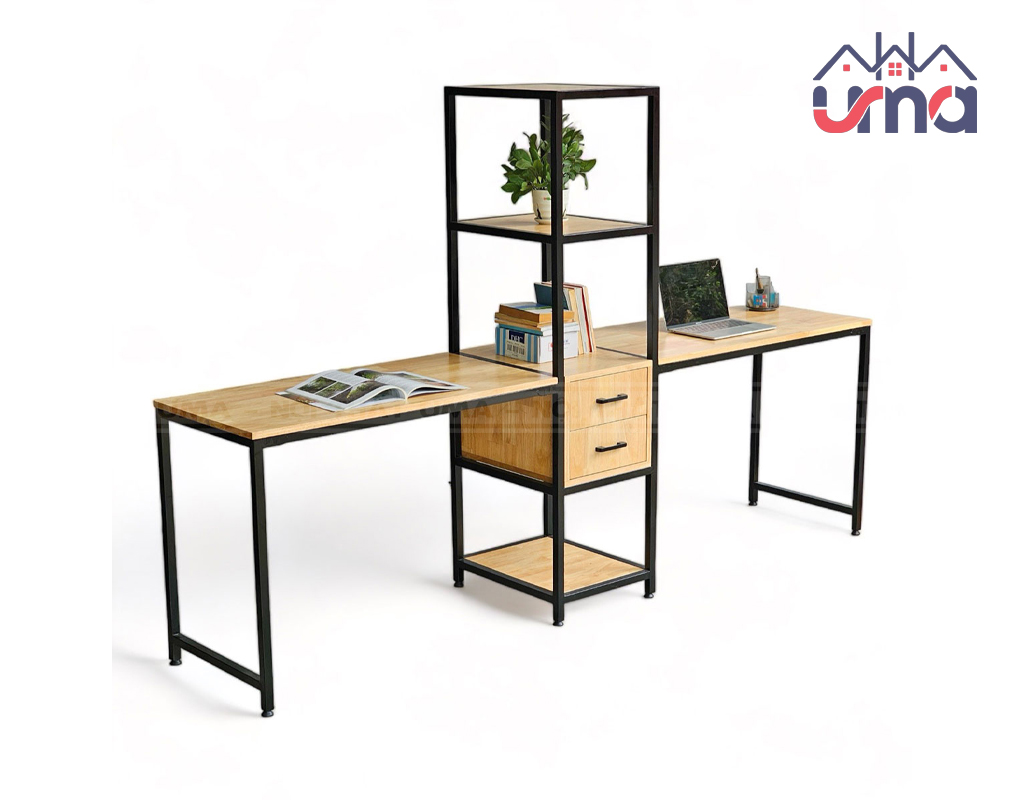 Cụm Bàn 2 Người Làm Việc Kết Hợp Kệ Sách CB2N001 - UMA