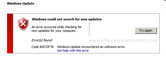 Latest update error code 80072f78 in Windows 10/8/7