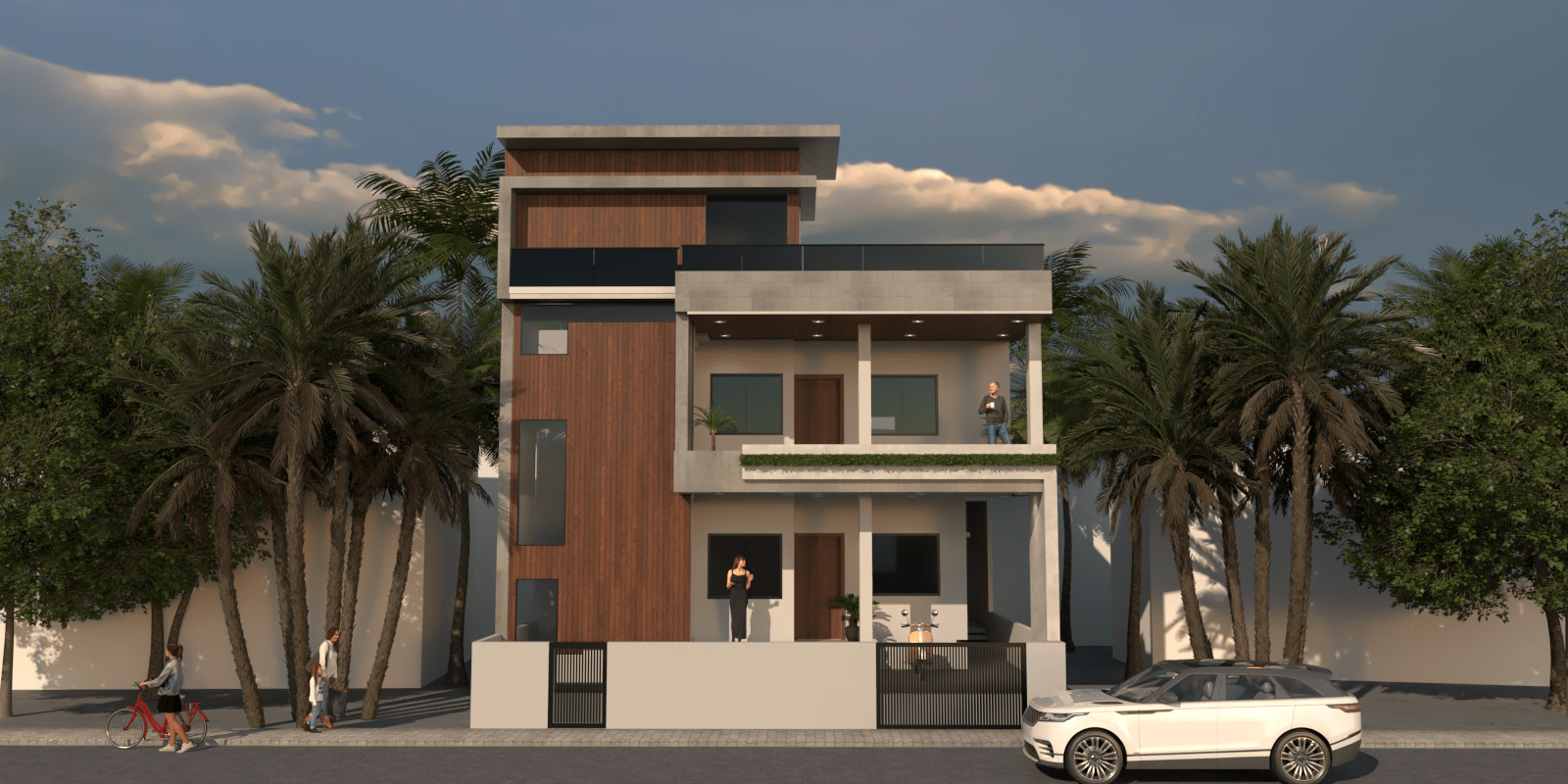 Double Floor Normal House Front Elevation Designs for Various Dimensions - Smartscale House Design