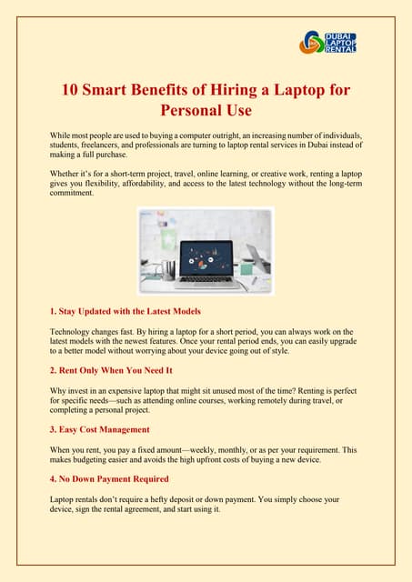 10 Smart Benefits of Hiring a Laptop for Personal Use | PDF