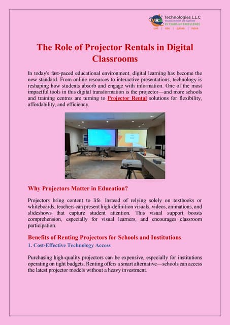 The Role of Projector Rentals in Digital Classrooms | PDF