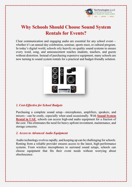 Why Schools Should Choose Sound System Rentals for Events? | PDF