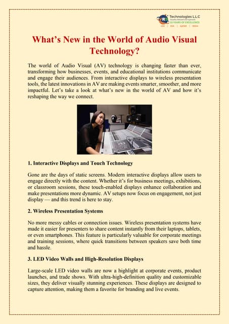 What’s New in the World of Audio Visual Technology? | PDF