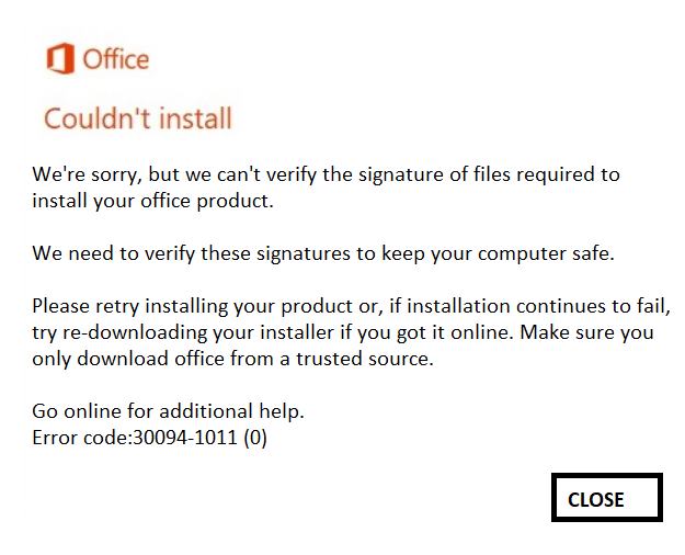 “Can’t Verify The Signature” Install Error In Office 365/2021/2019