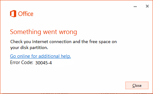 Fix: Installation Error code 30045-4 in Microsoft office