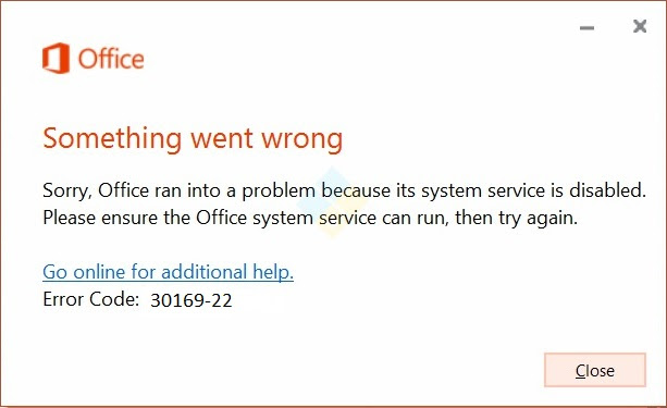 Fix Microsoft office 365/2021/2019 Error Code 30169-22